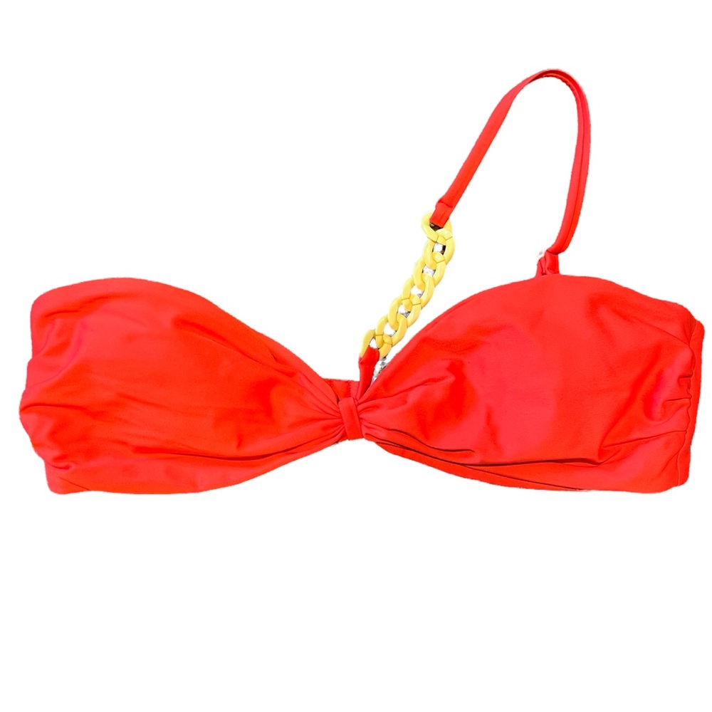 Red Carter one shoulder yellow chain bikini top Small
